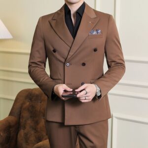 Men’s Brown Double Breasted Suit